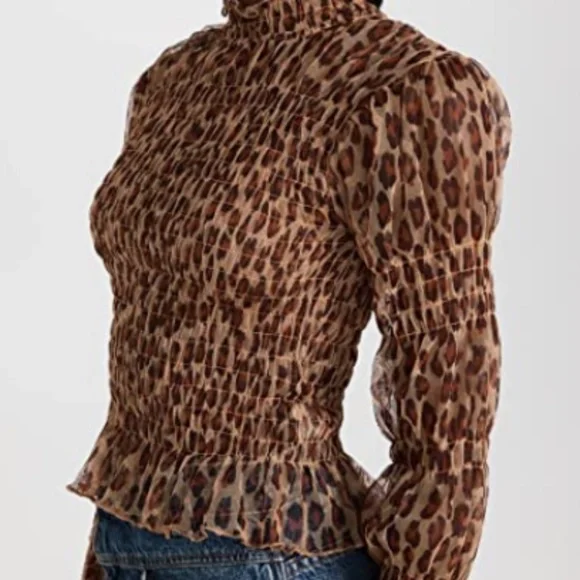 Free People Hello There Top in Brown Leopard combo sz xs - Picture 4 of 6